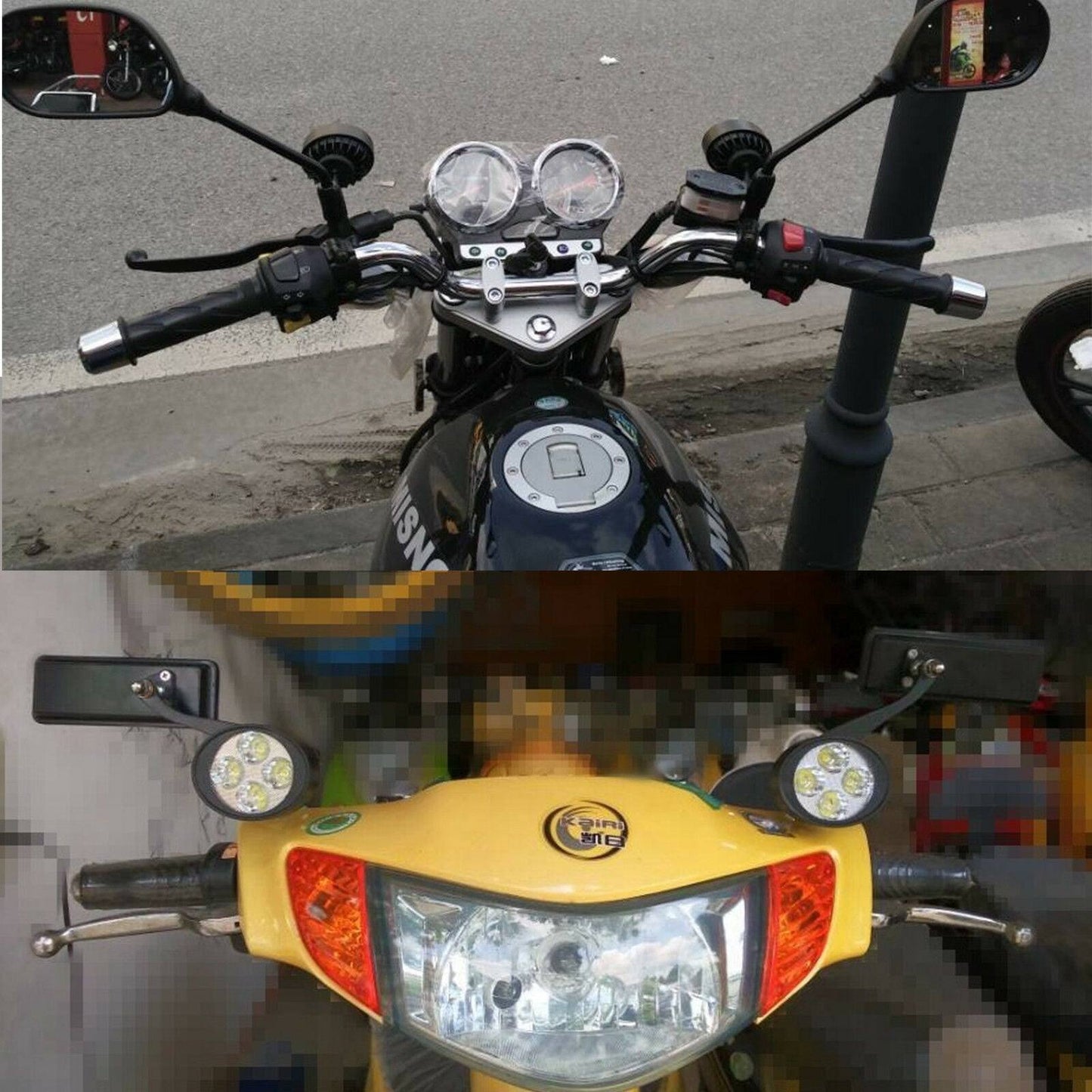 2x 4 LED Motorcycle Mirror Mount LED Driving Headlight Fog Spot Light Spotlight - TDRMOTO