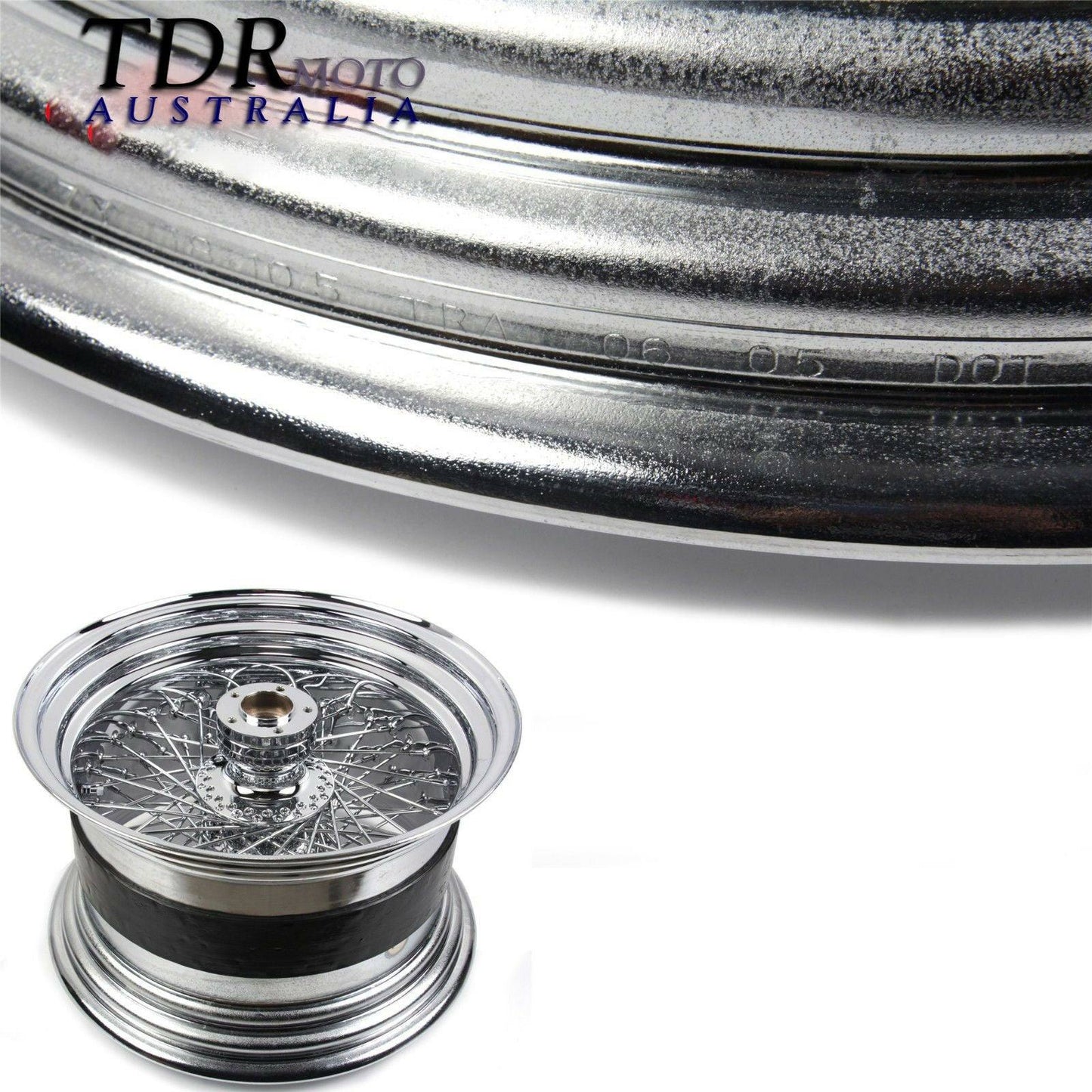 18 x 8.5 Chrome Fat King Spoke Rear Wheel Rim for Harley Custom Chopper - TDRMOTO