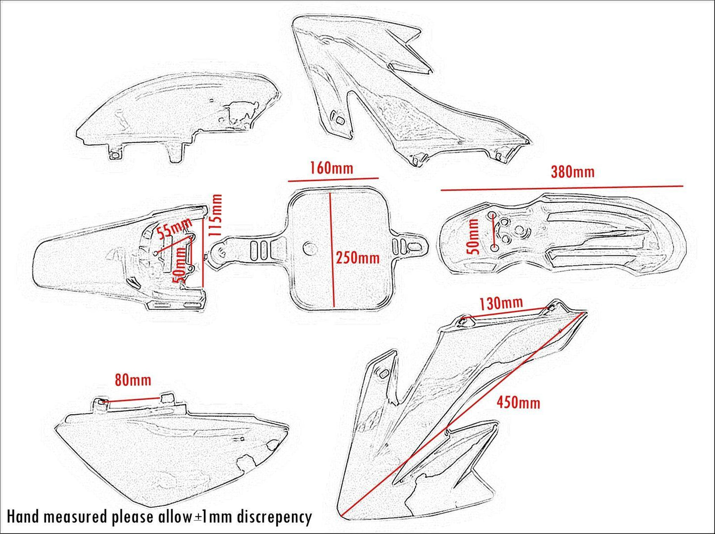Green Plastics Fairing Fender Kit For Honda CRF50 - TDRMOTO