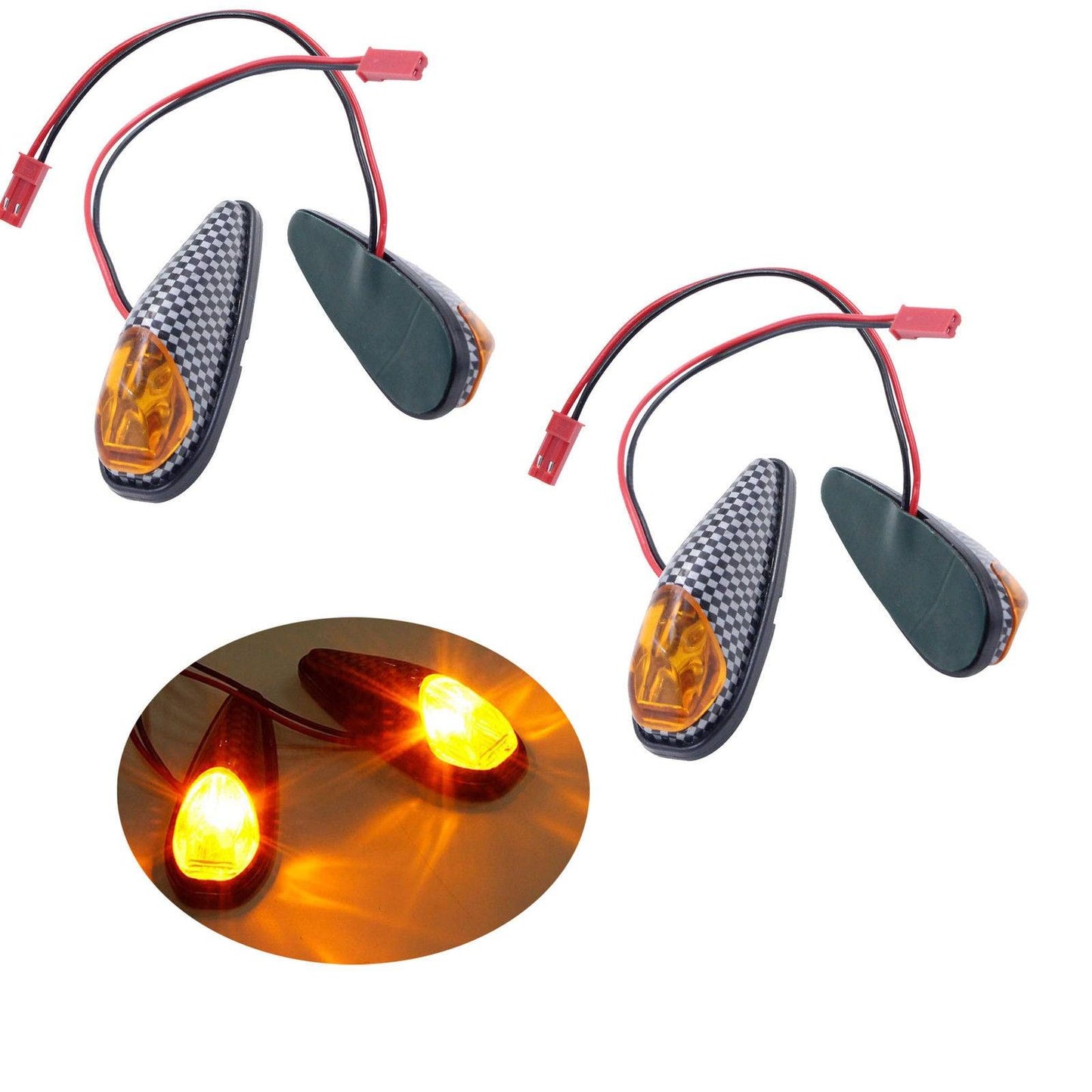 4x Flush Mount Motorcycle Bike LED Turn Signal Amber Light Carbon Indicator Lamp - TDRMOTO