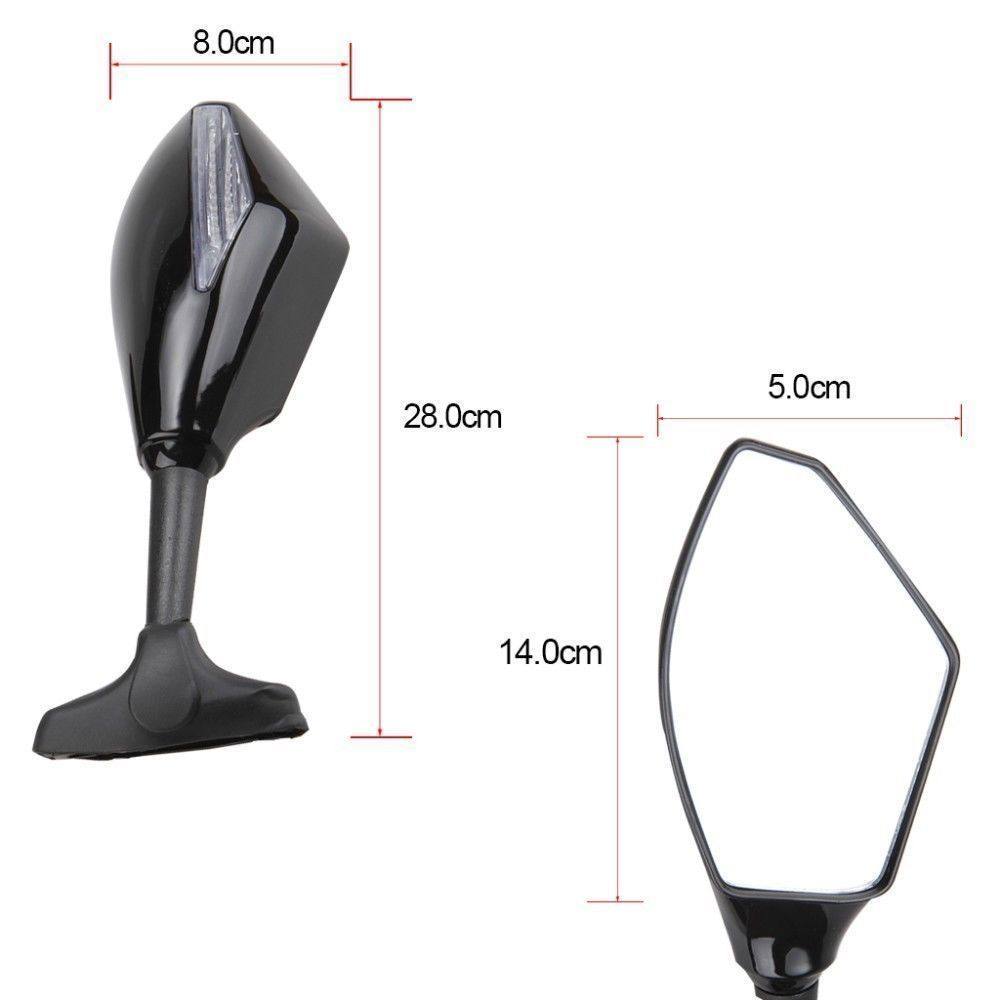 Motorcycle Side Mirrors + Led Indicators For Kawasaki Ninja 250R 2008-2011 - TDRMOTO