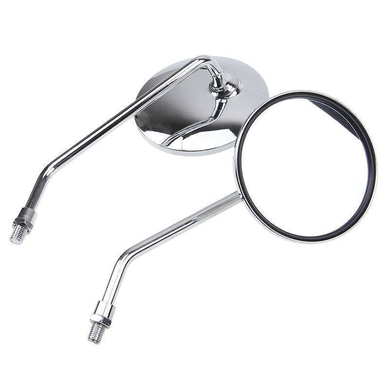 8mm Chrome Round Motorcycle Side Rear View Mirrors - TDRMOTO