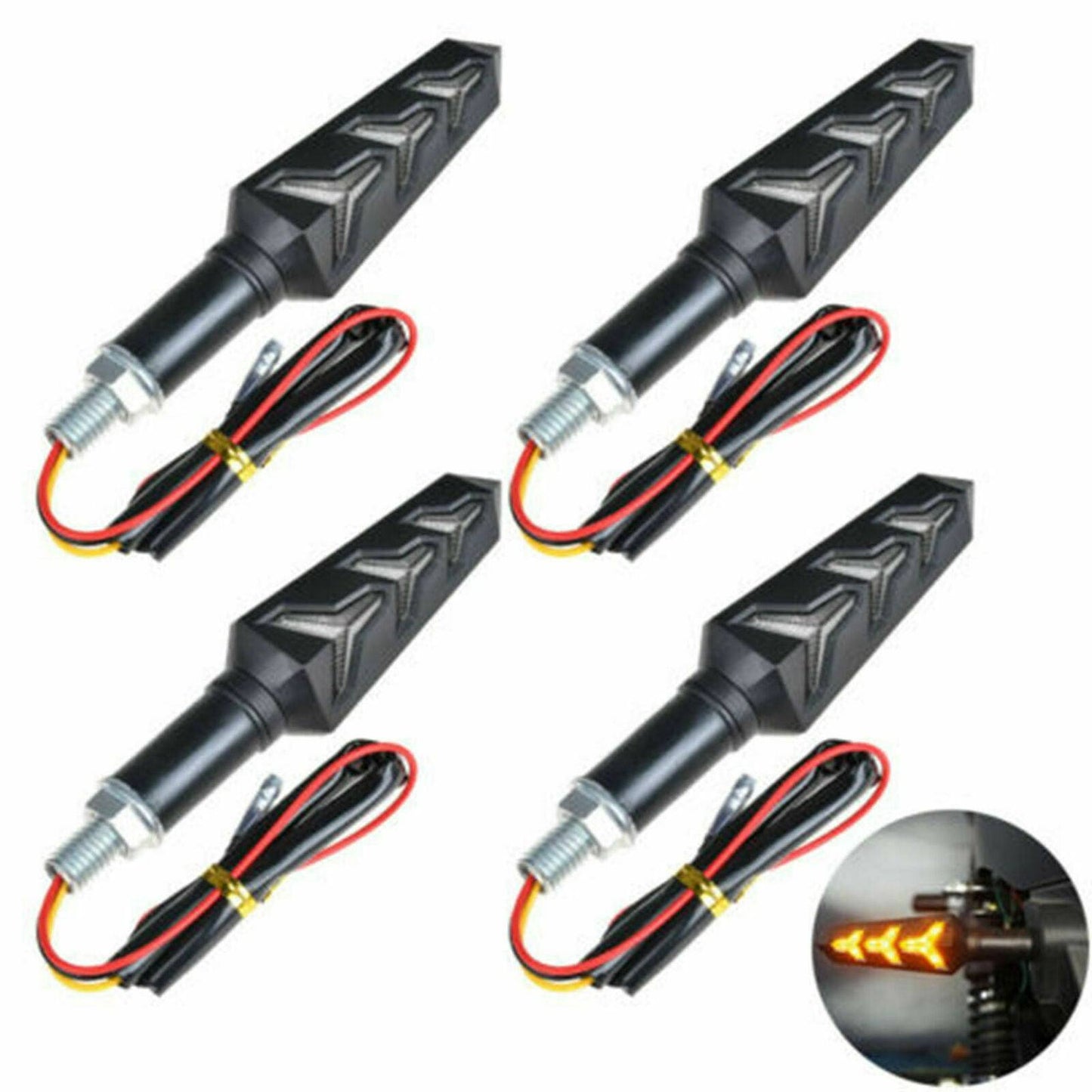 4X Motorcycle LED Turn Signal Indicators Flowing Water Light Amber Blinker Lamp - TDRMOTO