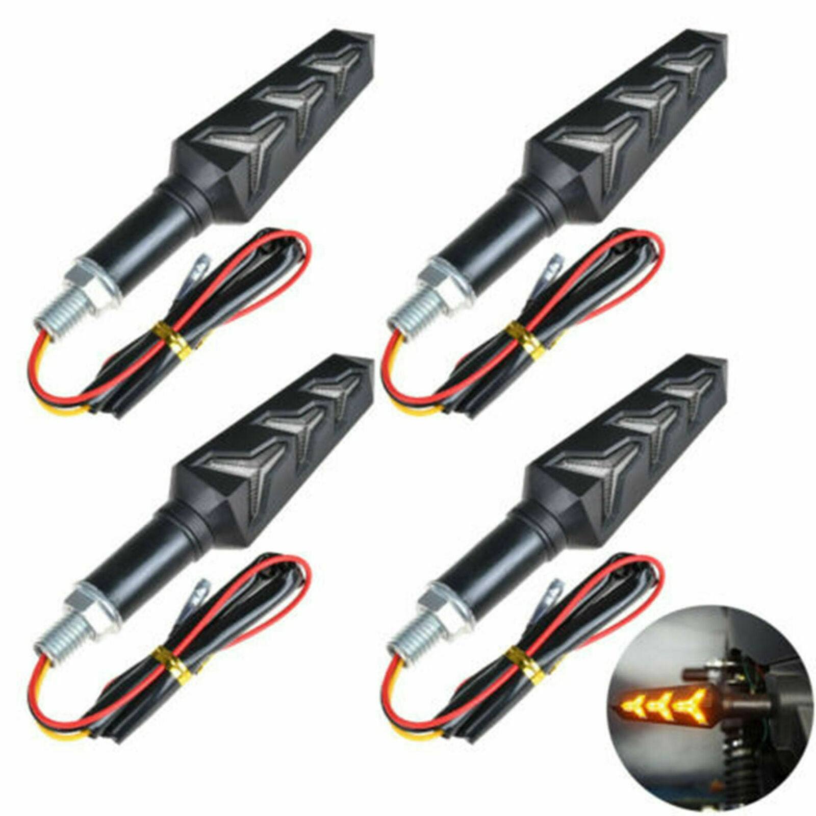 4X Motorcycle LED Turn Signal Indicators Flowing Water Light Amber Blinker Lamp - TDRMOTO