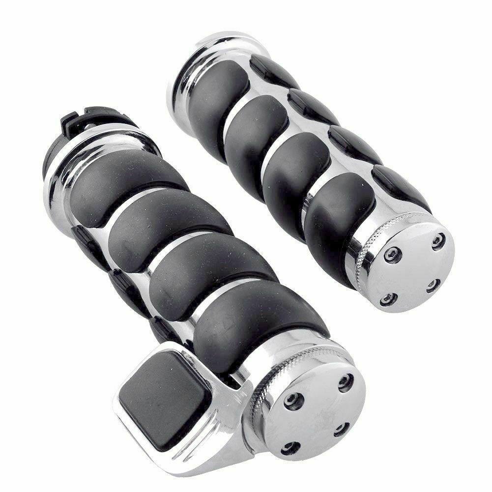 1"/25mm Chrome Handlebar Hand Grips with Throttle Boss - TDRMOTO