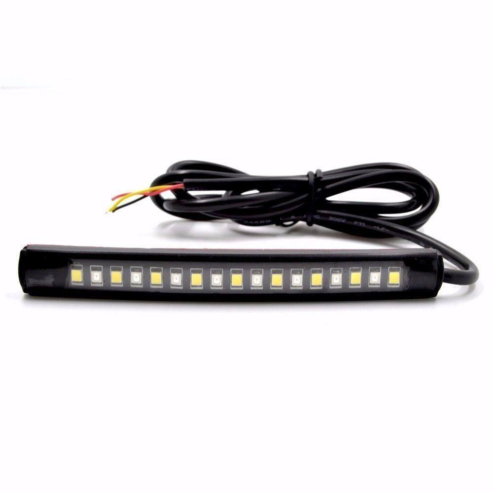 2pcs Car Motorcycle 17 LED Strip Light Tail Turn Signal Indicator Amber/White - TDRMOTO