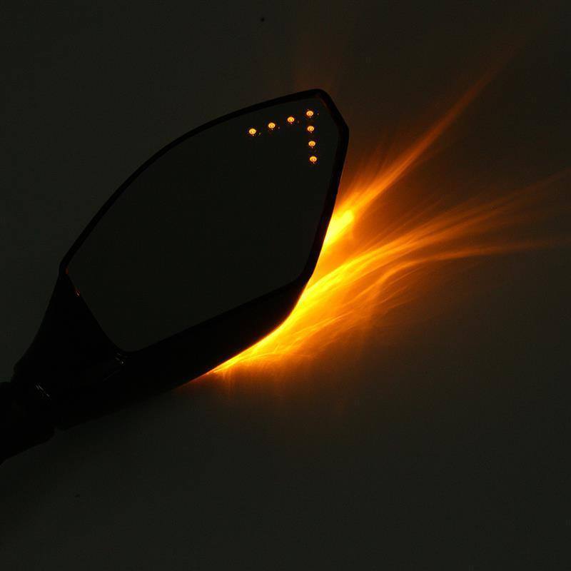 Black motorcycle rearview side mirrors w/ LED indicator for Hyosung GV650 - TDRMOTO