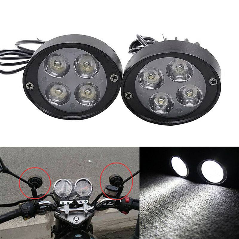 2x 4 LED Motorcycle Mirror Mount LED Driving Headlight Fog Spot Light Spotlight - TDRMOTO