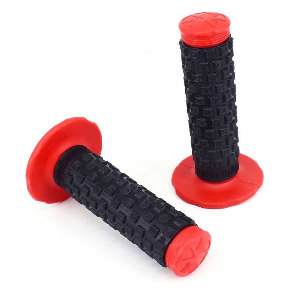 Twist Throttle + Red Rubber Hand Grips For Dirt Bike Motocross Off Road Motorcycle - TDRMOTO