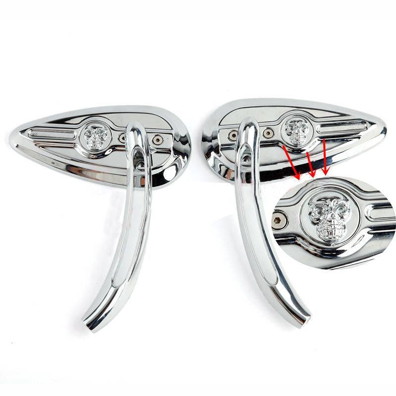 NEW Chrome Skeleton Skull Mirrors Universal Motorcycle Cruiser Touring Sportbike - TDRMOTO