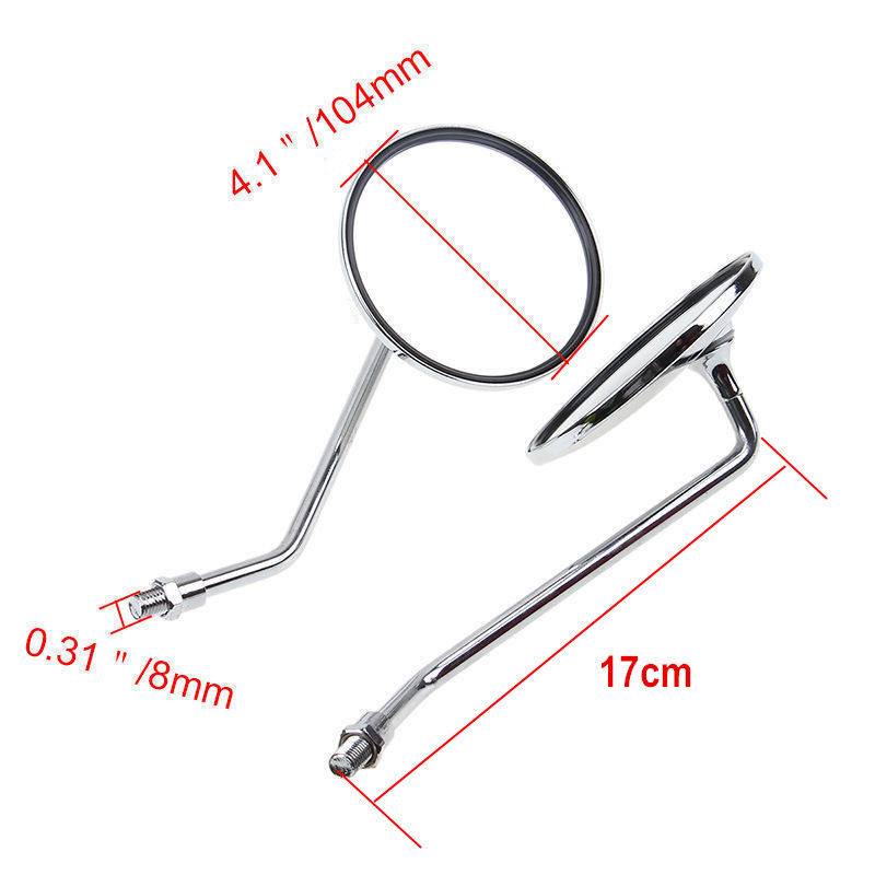 8mm Chrome Round Motorcycle Side Rear View Mirrors - TDRMOTO