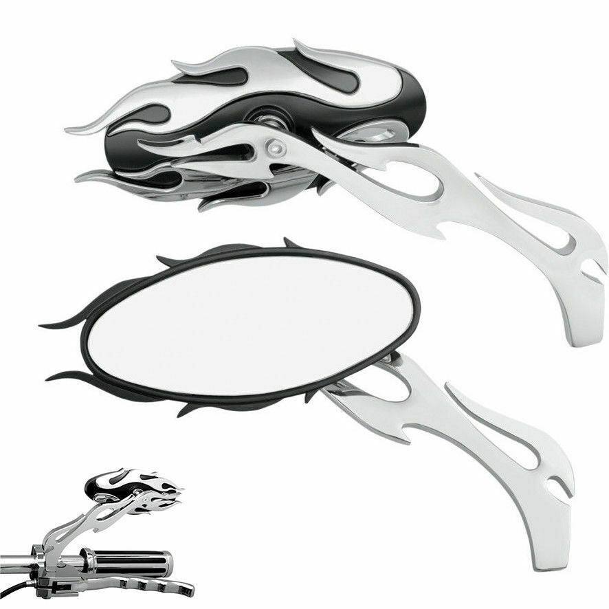 CHROME FLAME MOTORCYCLE REARVIEW MIRRORS 4 KAWASAKI VULCAN VN EN 800 900 1500 - TDRMOTO