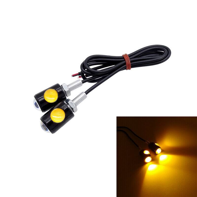 2 x Yellow LED Motorcycle Car Number License Plate Screw Bolt Light Lamp Bulb - TDRMOTO