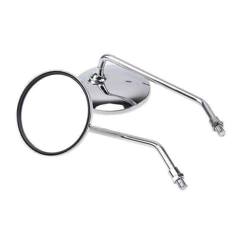 8mm Chrome Round Motorcycle Side Rear View Mirrors - TDRMOTO