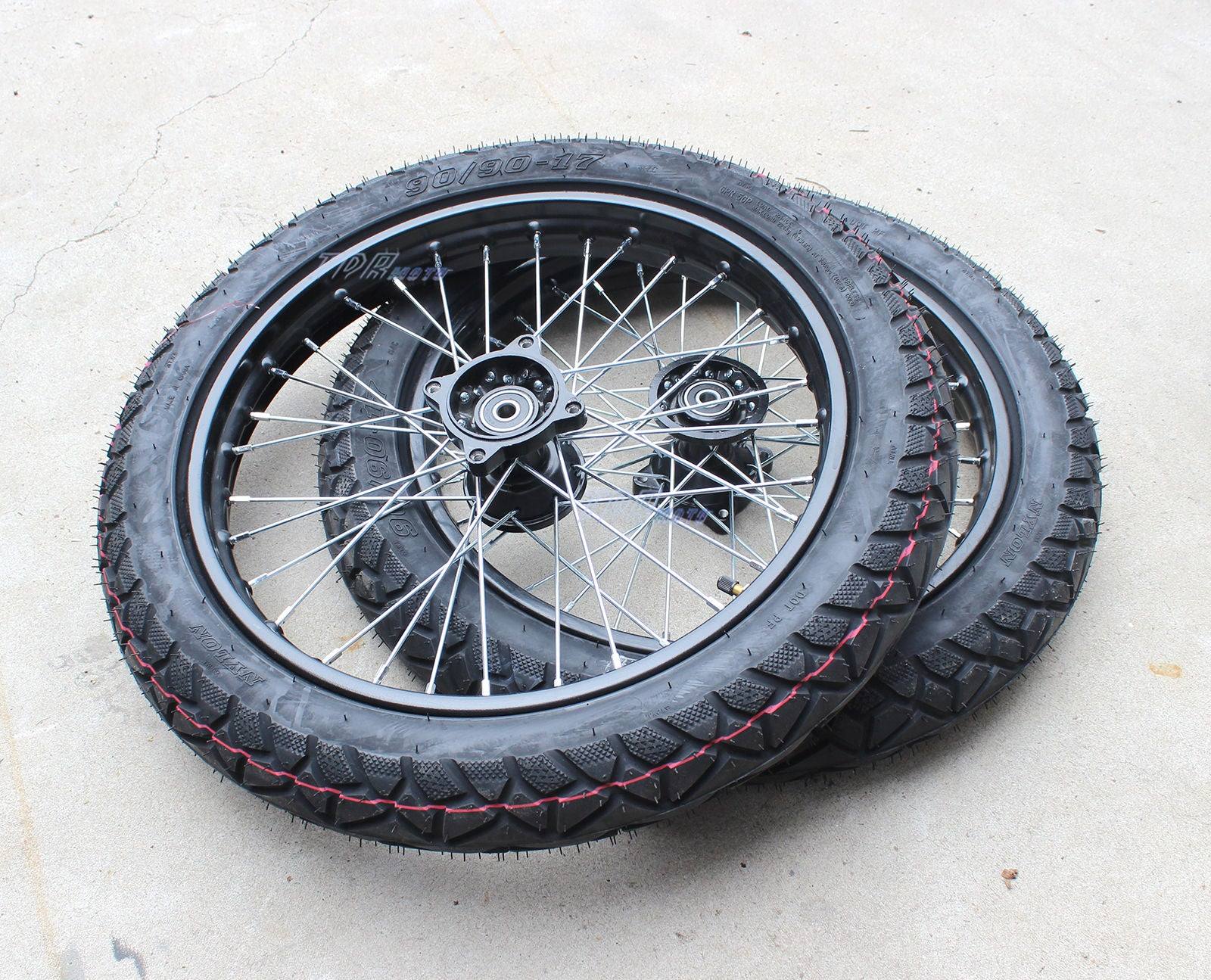 Set of Horse Sulky JOG Cart Buggy Wheels/Tires 90/90-17 Inch Wheel 12mm Axle - TDRMOTO