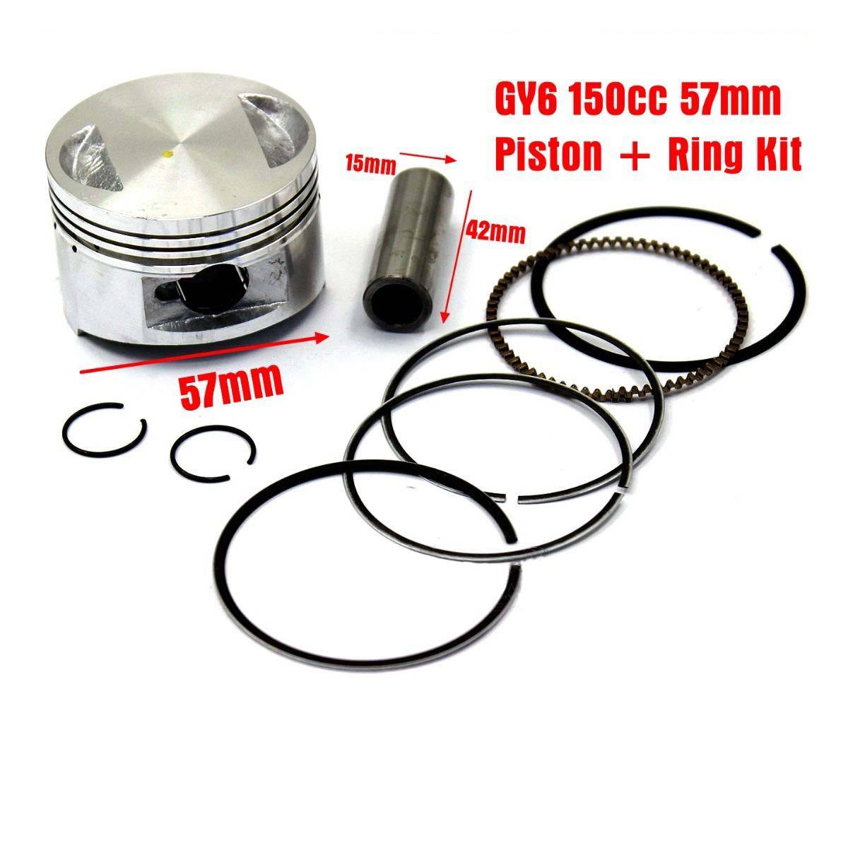 57mm 15mm Piston Rings Pin Kit Set 150CC GY6 Dirt Bike Quad ATV GoKart Buggy - TDRMOTO