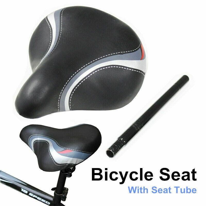 Unisex Large Bum Bike Bicycle Cycling Sprung Seat Saddle with Seat Post Pillar - TDRMOTO