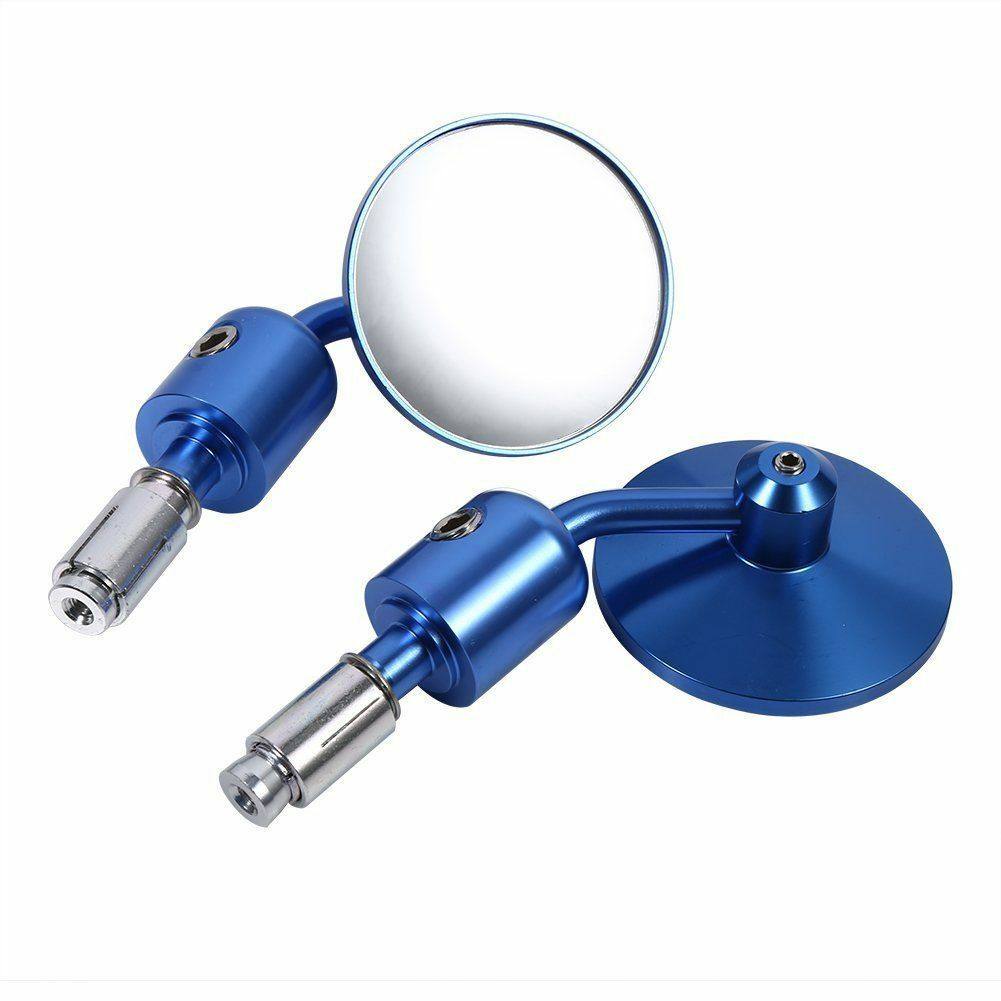 Blue CNC 7/8" Handle Bar End Rear-view Mirror Universal Fit - TDRMOTO