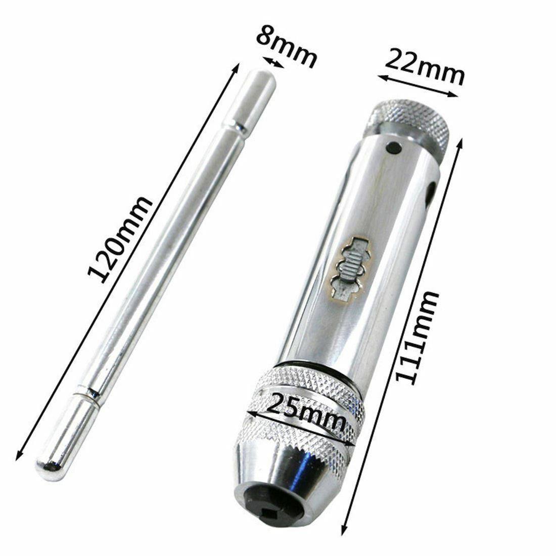 Tap And Die Reversible T Bar Handle Ratchet Wrench M5-M12 Holder set Kit - TDRMOTO