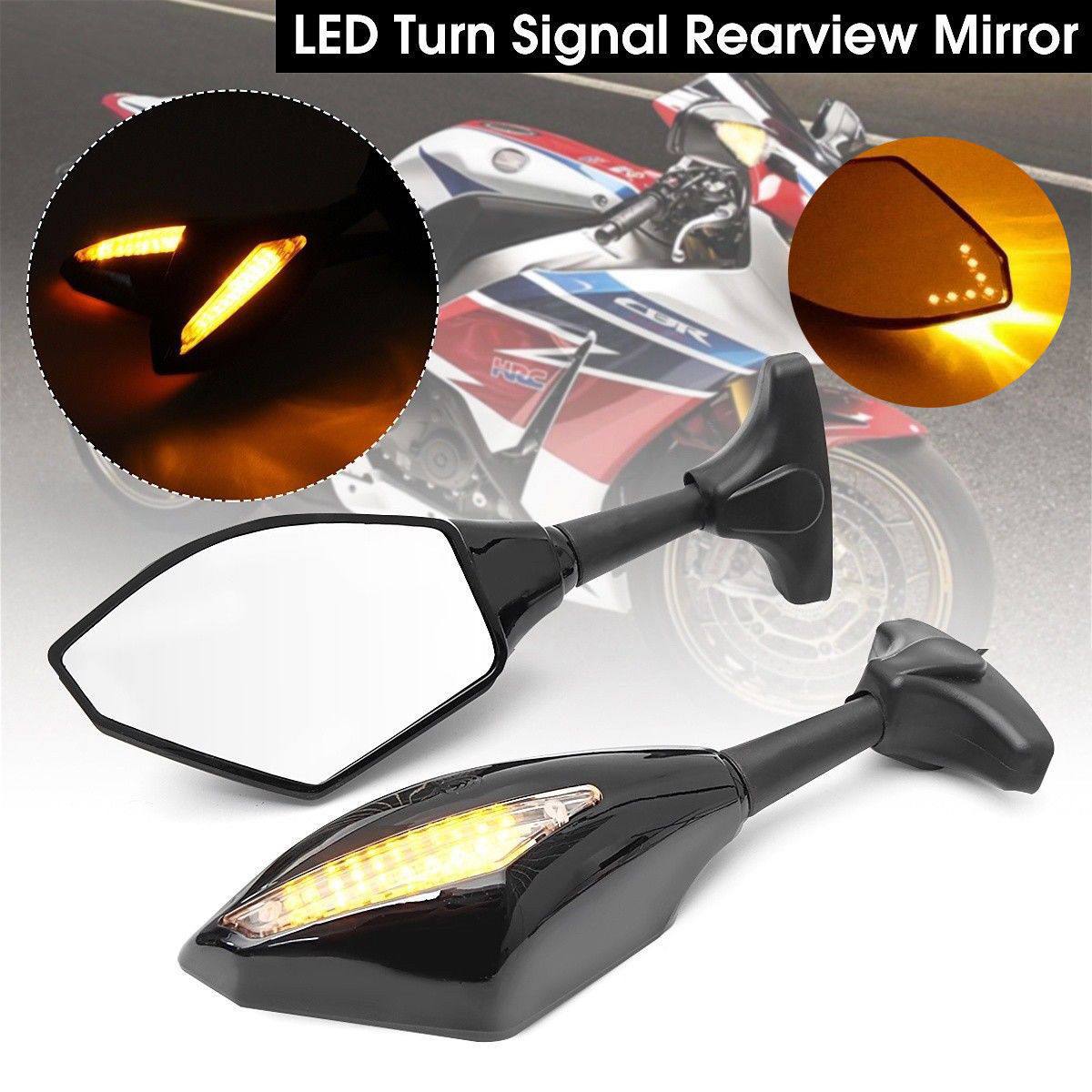 Motorcycle Side Mirrors + Led Indicators For Kawasaki Ninja 250R 2008-2011 - TDRMOTO