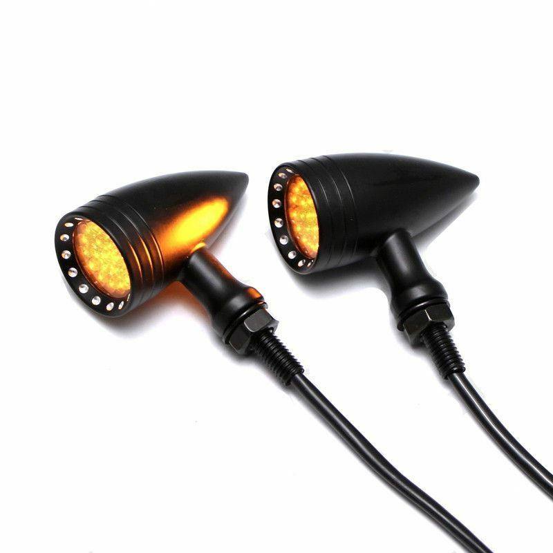 Quality Black Aluminium Bullet LED Motorbike Indicators Turn Signals Universal - TDRMOTO