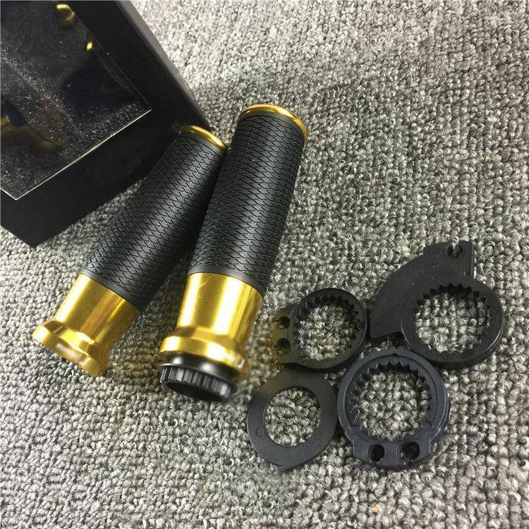 Motorcycle Handlebar Hand Grips Gold CNC 7/8" Bar w/ Throttle Tube Universal - TDRMOTO
