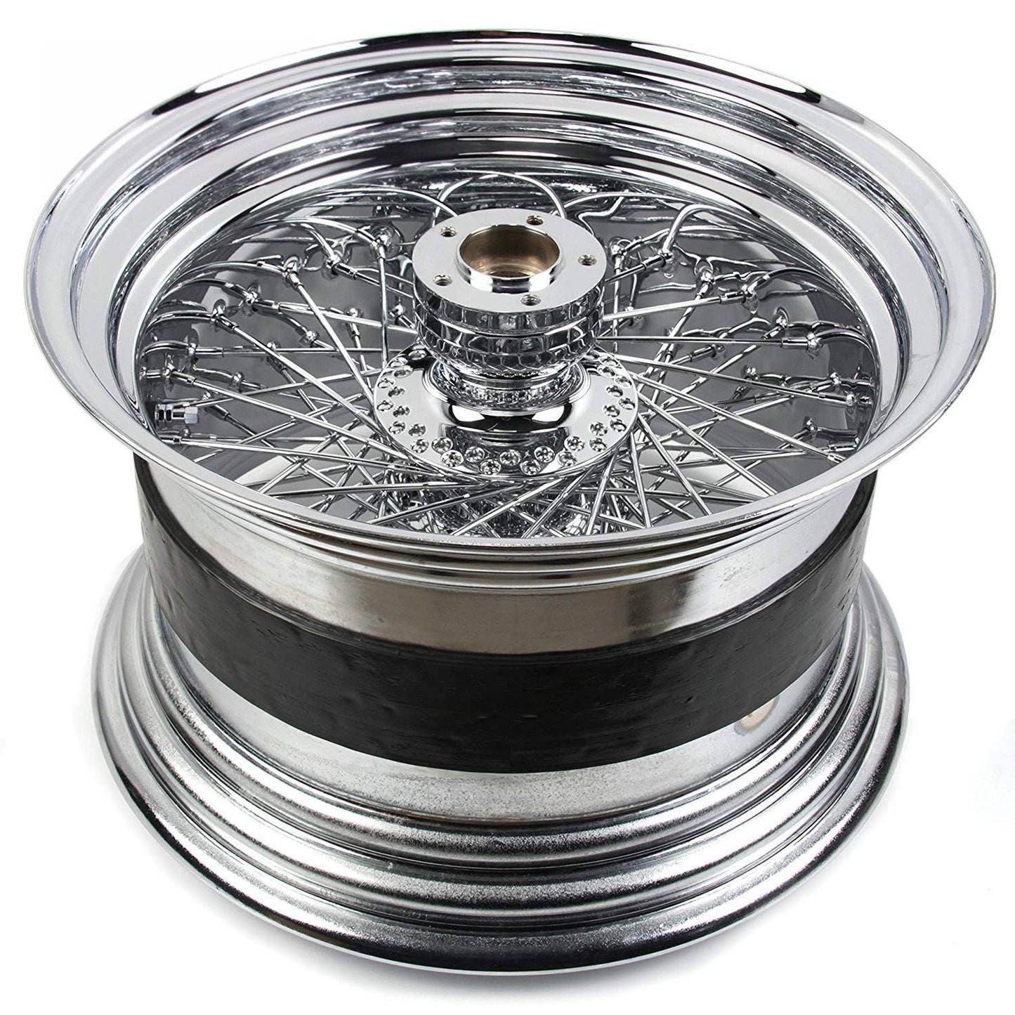 18 x 8.5 Chrome Fat King Spoke Rear Wheel Rim for Harley Custom Chopper - TDRMOTO