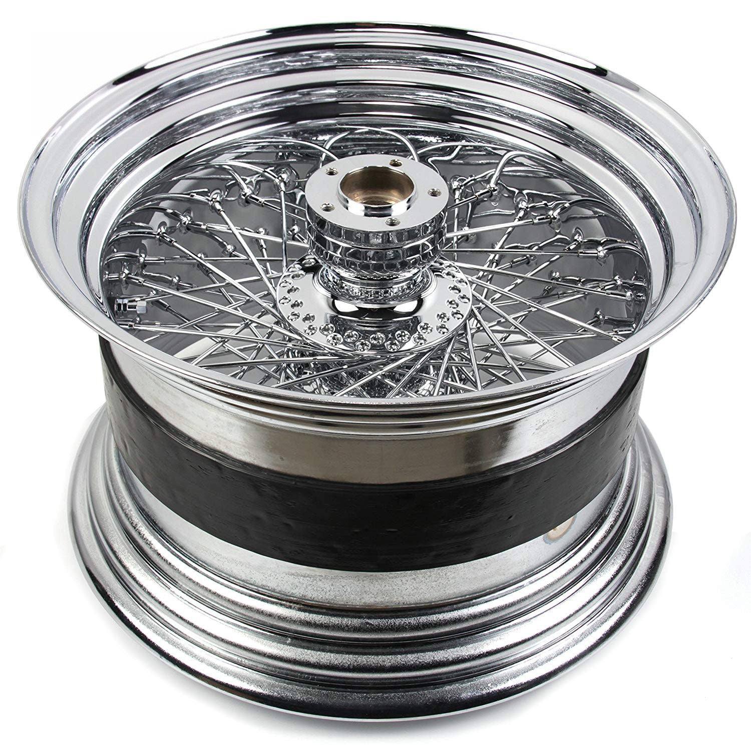 18 x 8.5 Chrome Fat King Spoke Rear Wheel Rim for Harley Custom Chopper - TDRMOTO