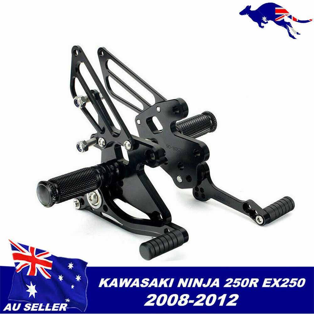 Black CNC Rearset Foot pegs Rear set Fits Kawasaki Ninja 250R 2008-2012 - TDRMOTO