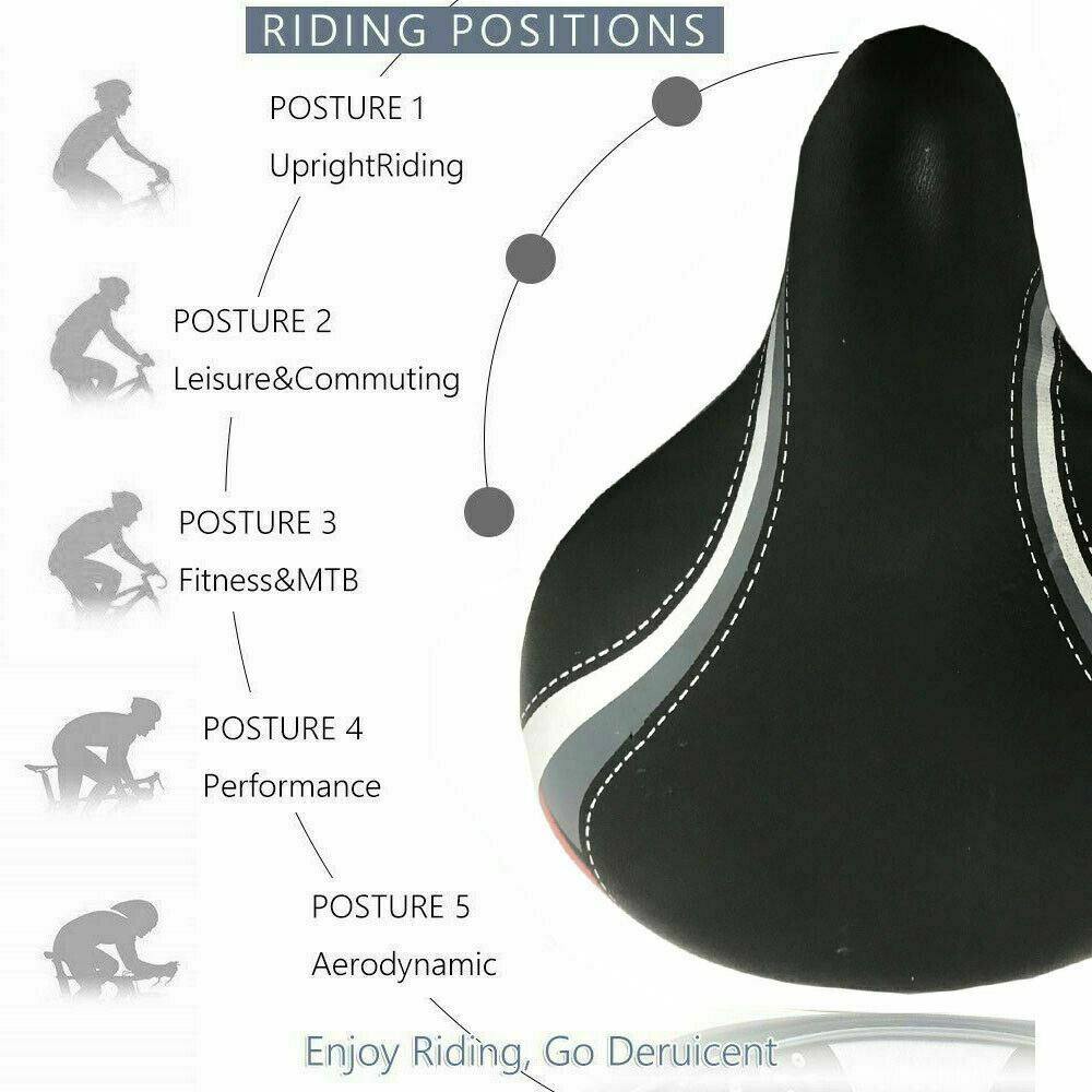 Unisex Large Bum Bike Bicycle Cycling Sprung Seat Saddle with Seat Post Pillar - TDRMOTO