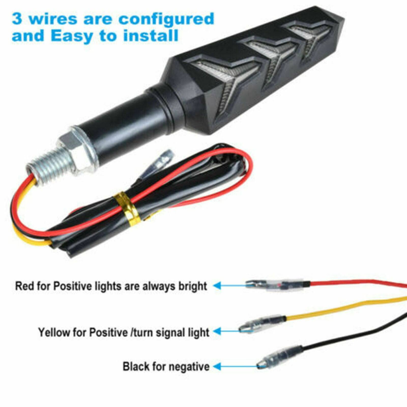 4X Motorcycle LED Turn Signal Indicators Flowing Water Light Amber Blinker Lamp - TDRMOTO