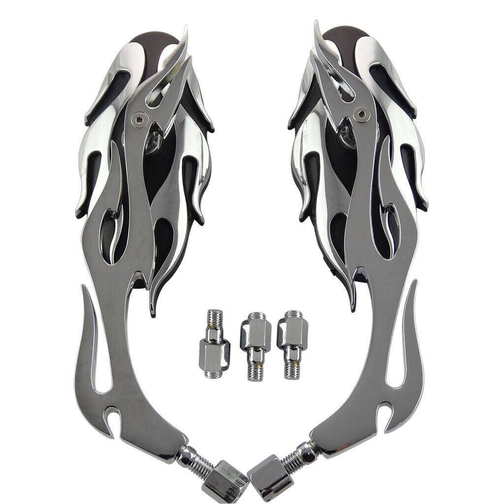 CHROME FLAME MOTORCYCLE REARVIEW MIRRORS 4 KAWASAKI VULCAN VN EN 800 900 1500 - TDRMOTO