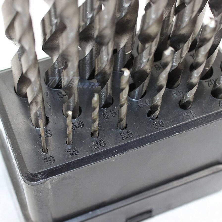19pc Metric HSS DIN 388 RN Jobber Drill Bit M1.0 to M10 for Metal Aluminium Wood - TDRMOTO