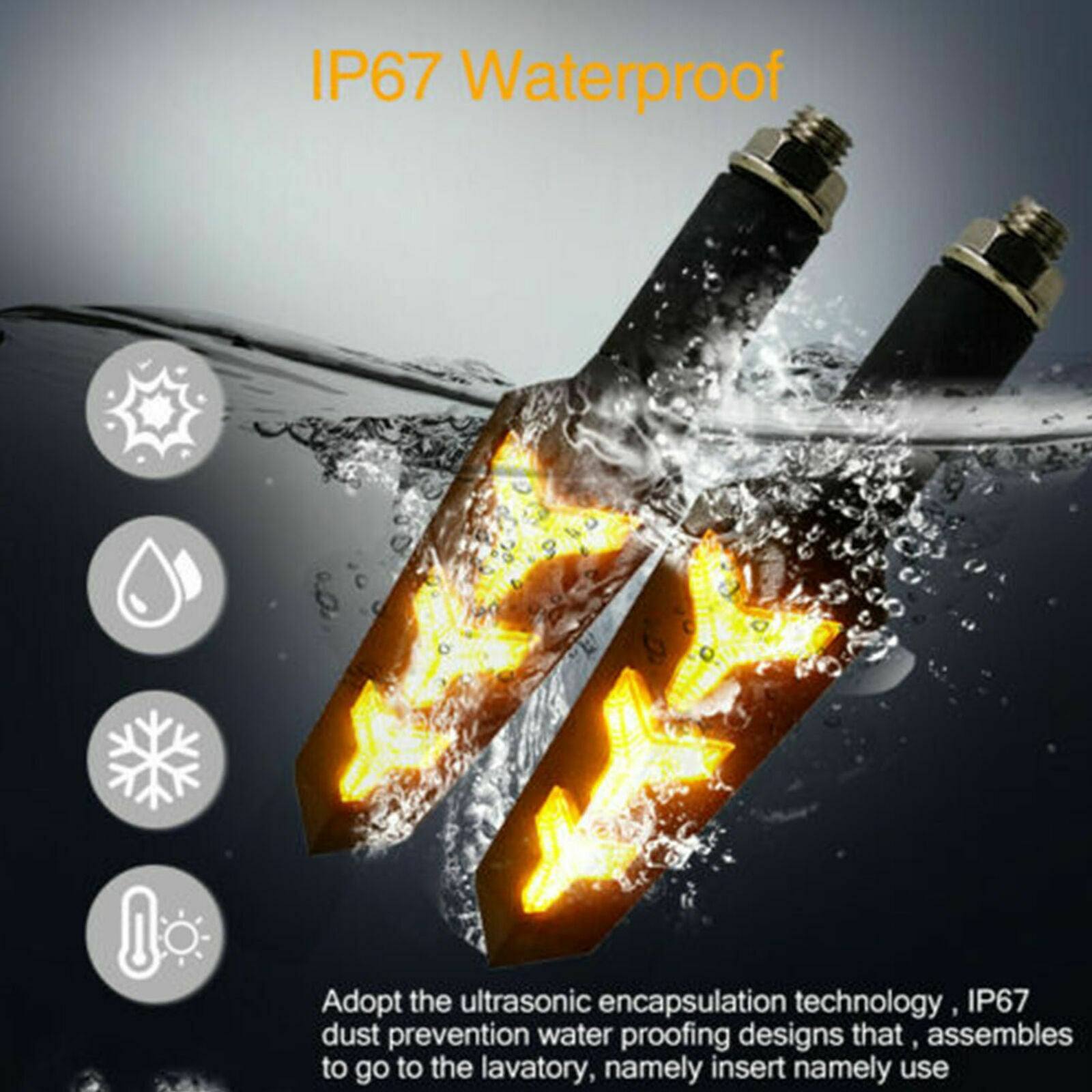 4X Motorcycle LED Turn Signal Indicators Flowing Water Light Amber Blinker Lamp - TDRMOTO