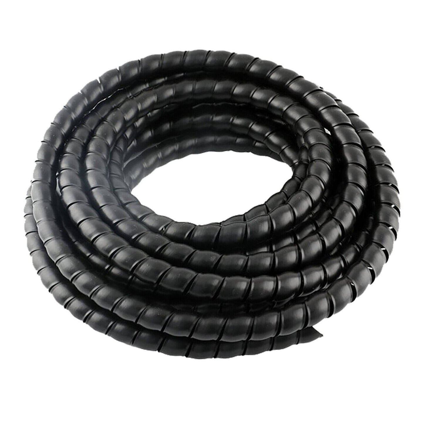 Black Spiral Cable Wire Wrap Protector Cover Sleeve 2m - TDRMOTO