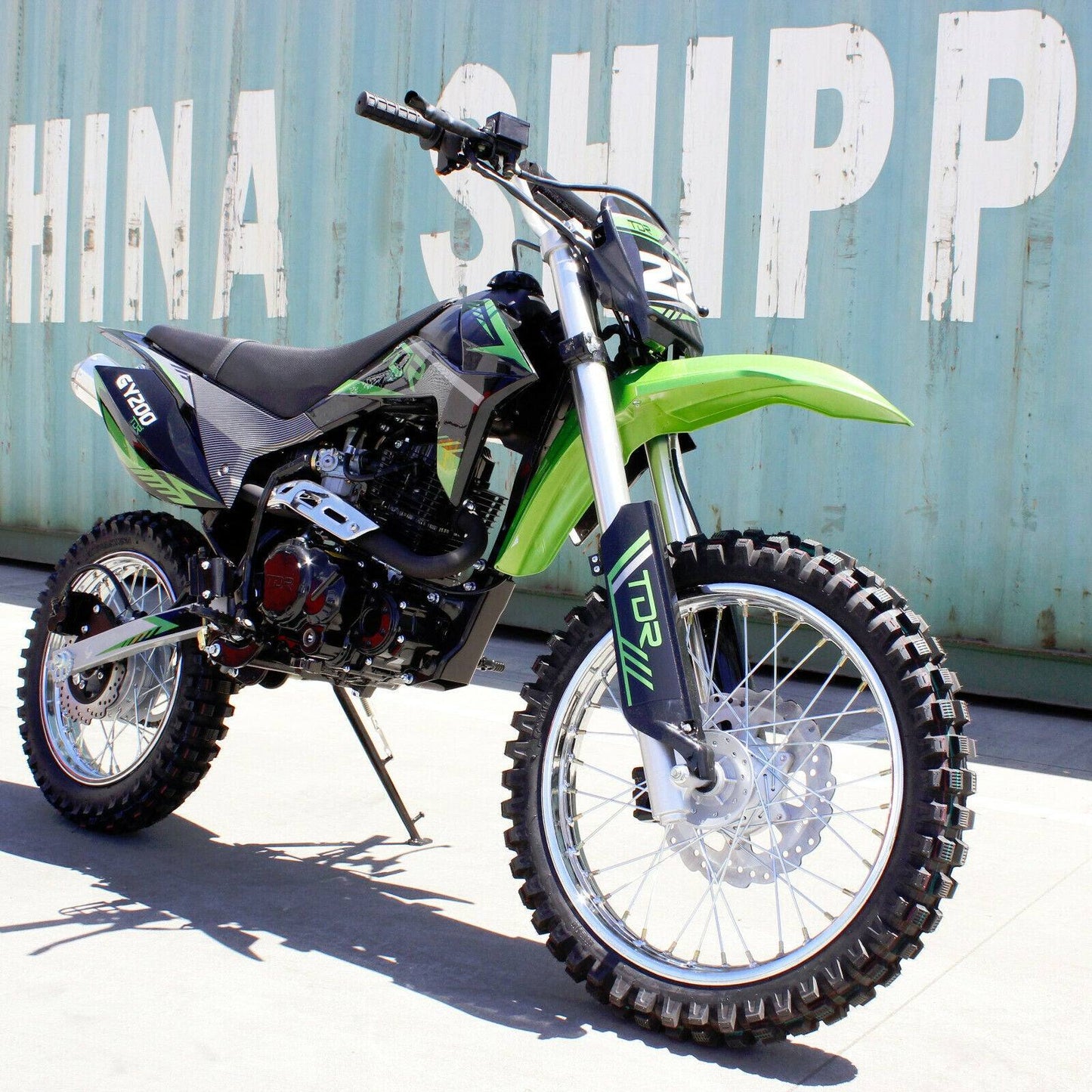 TDR GY 200cc Green Dirt Bike - 4 Stroke Air Cooled Electric/Kick Start - TDRMOTO