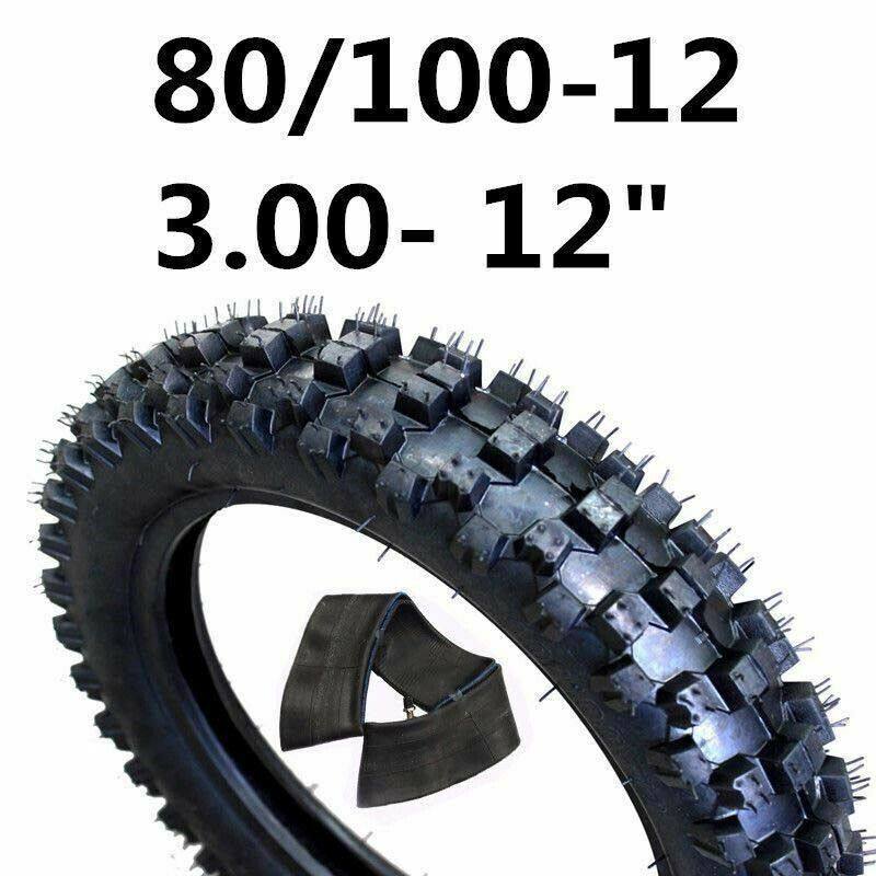 80/100-12" 3.00-12" Inch Rear Knobby Tyre Tire + Tube PIT PRO Trail Dirt Bike - TDRMOTO