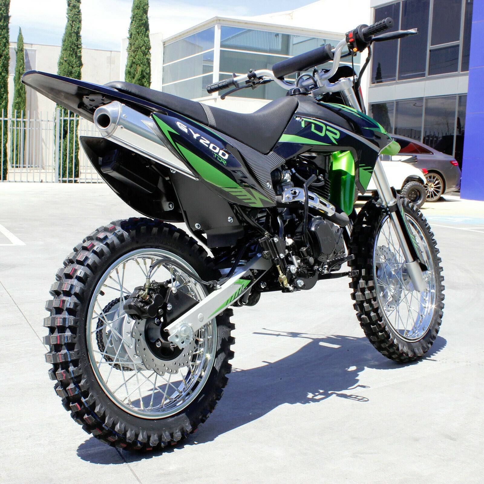 TDR GY 200cc Green Dirt Bike - 4 Stroke Air Cooled Electric/Kick Start - TDRMOTO