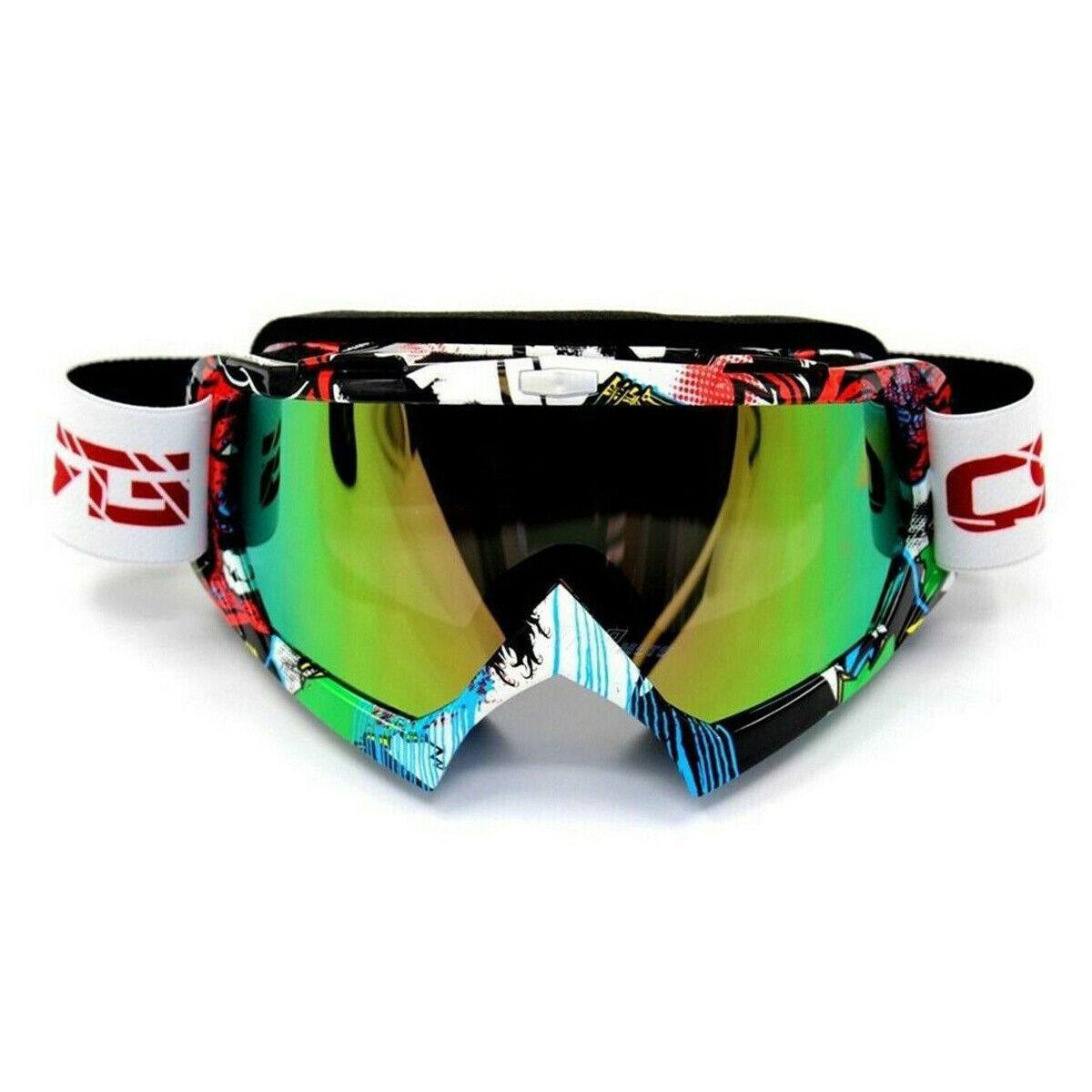 MX Graffiti Colorful Frame Tinted lens Motocross MTB Off-Road Dirt Bike Goggles - White - TDRMOTO