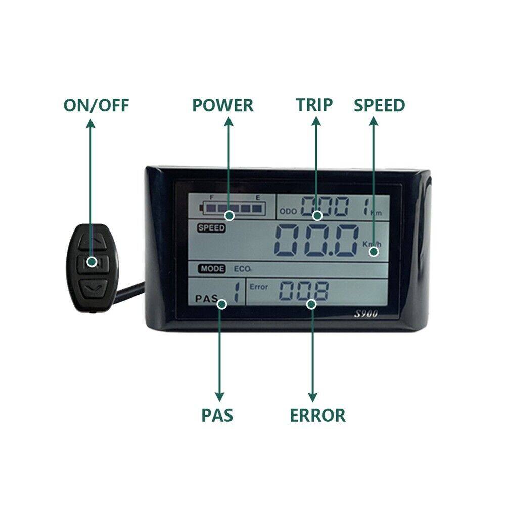 S900 Waterproof LCD Display For 36V Electric Bike eBike Control Panel Speedometer Odometer - TDRMOTO