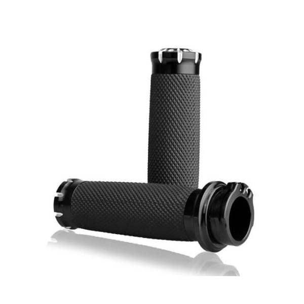 Black 1'' Universal Handle Bar Grips For Harley Davidson Touring Softail DYNA - TDRMOTO