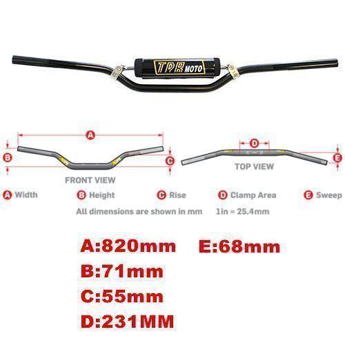 NEW Pro Mx SE 7/8" CR Mid Bend Bars Black Dirt Bike Motocross Handlebars AU - TDRMOTO