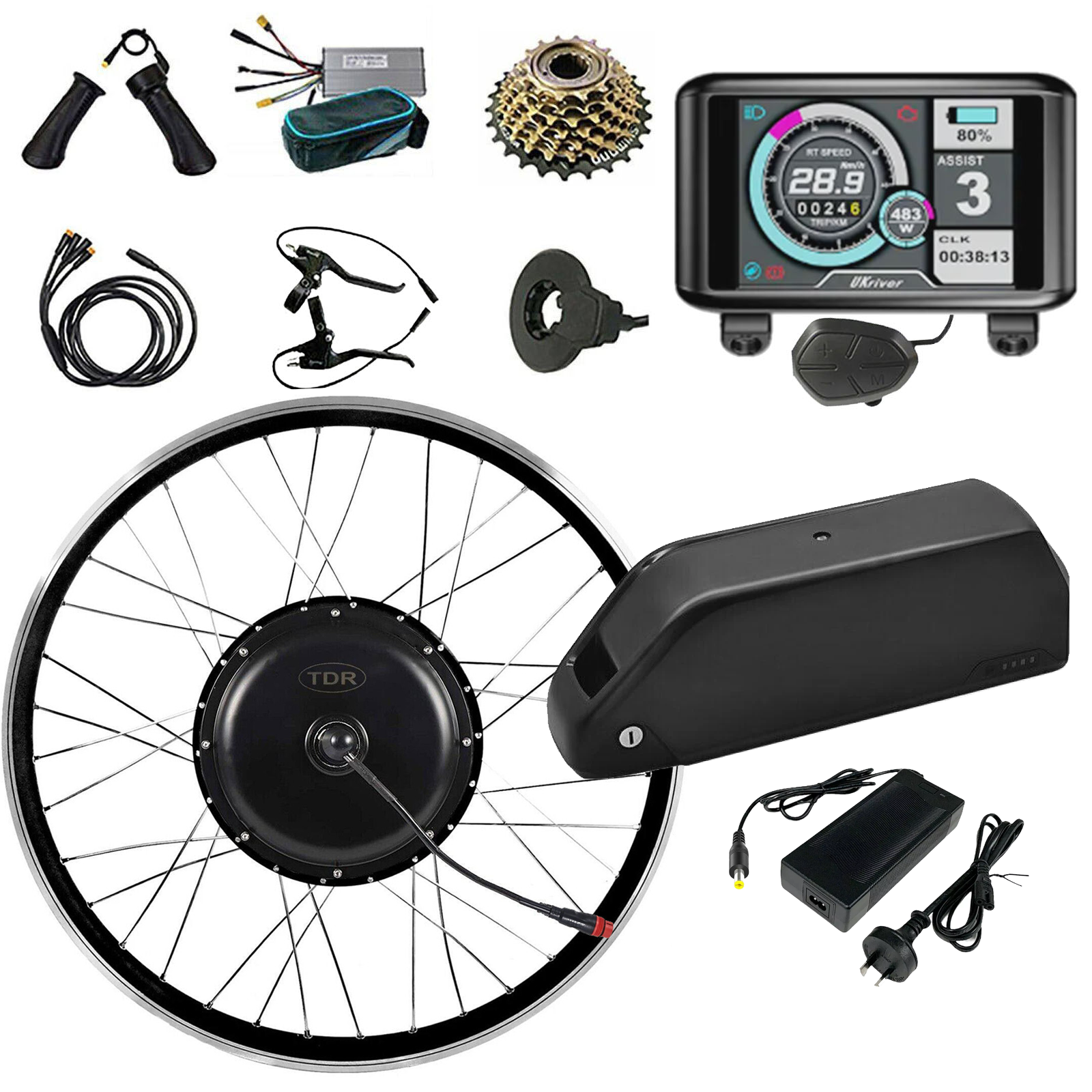 2000W 28''/29''/700C EBike Bicycle Conversion Kit 52V 15A Battery - TDRMOTO