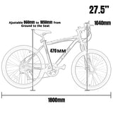 750W TDR Black Mountain Electric Bike 26'' 27.5'' 29" Triangle Battery