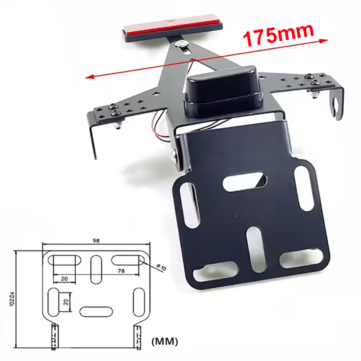 Universal Motorcycle Adjustable License Number Plate Frame Holder Bracket with Number Plate Light Rear Reflector - TDRMOTO