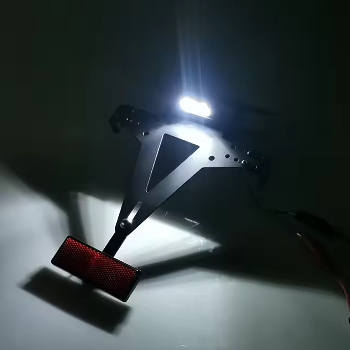 Universal Motorcycle Adjustable License Number Plate Frame Holder Bracket with Number Plate Light Rear Reflector