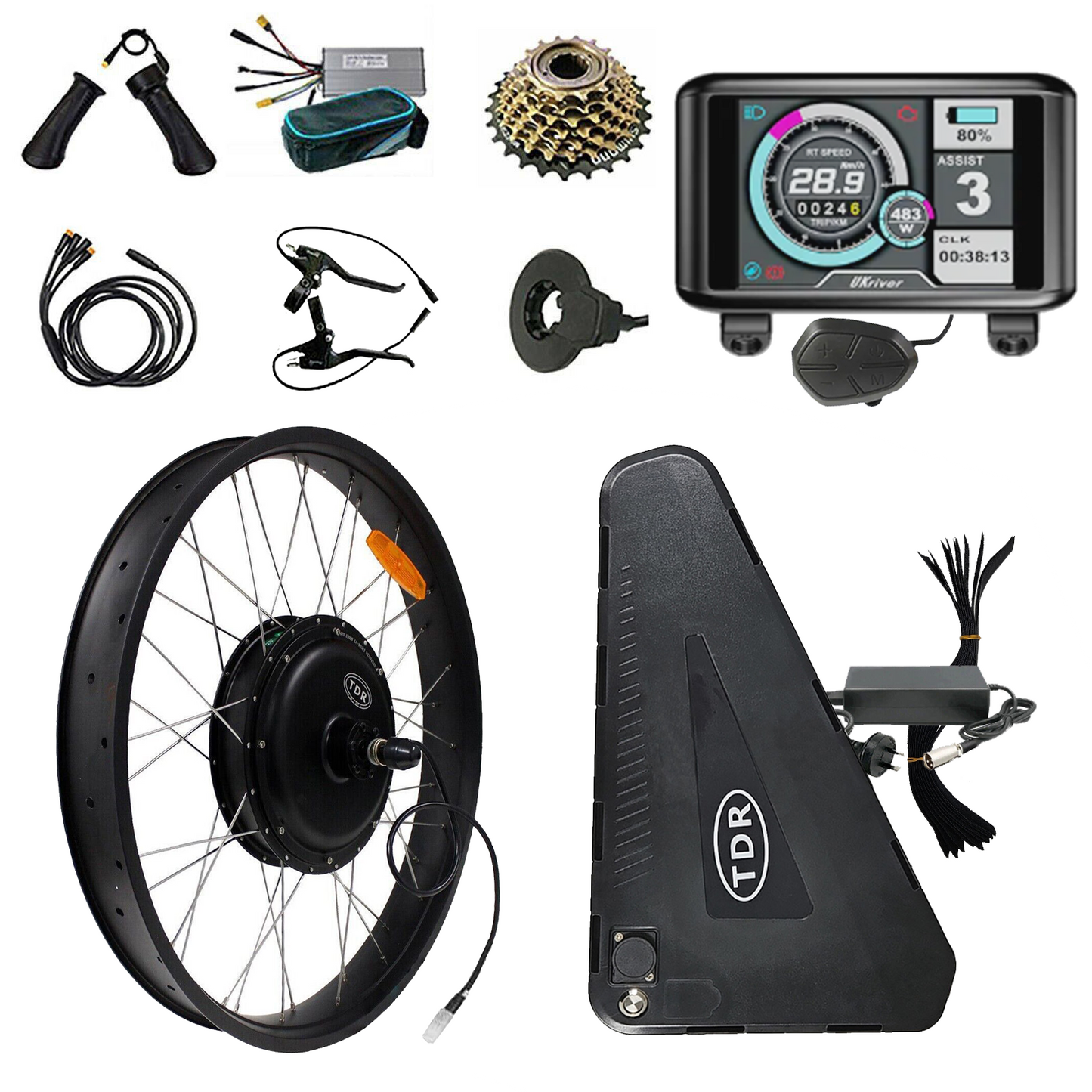 Electric Bike Rear Conversion Kit 2000W 26" 20Ah FAT TYRE Battery Bicycle EBike