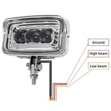 Chrome Motorcycle LED Rectangle Headlight Hi/Lo Beam for Harley Kawasaki Honda