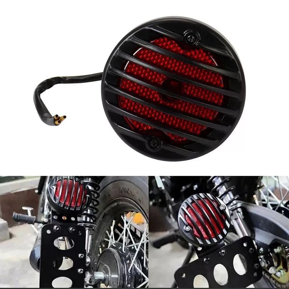 Universal Motorcycle LED Tail Light Red Lens Black Rear Brake Lamp 12V