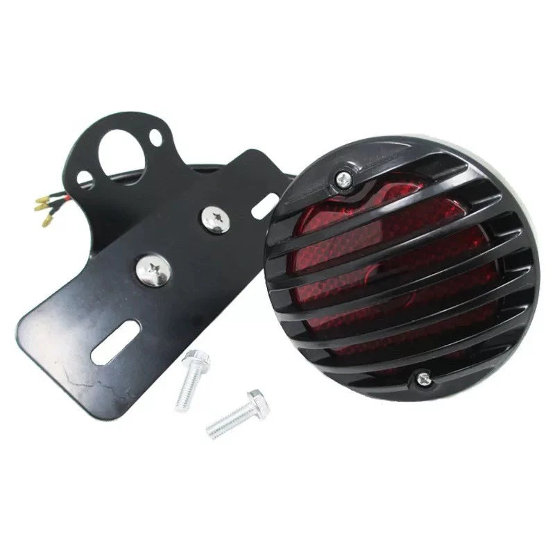 Motorcycle Rear Tail Brake Light LED with License Plate Holder Black - TDRMOTO